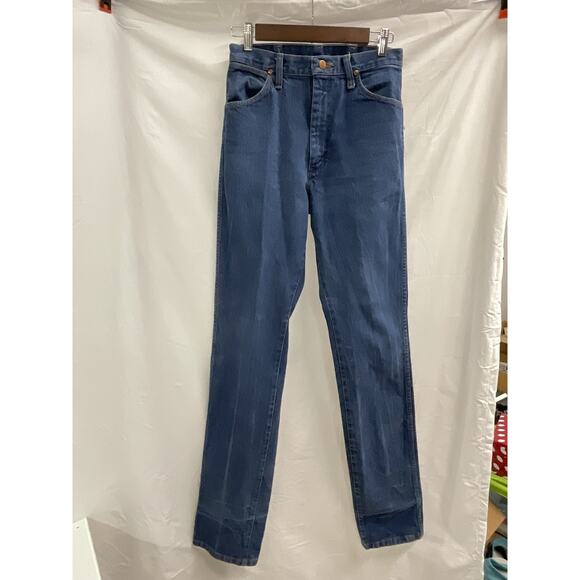 VTG Wrangler Jeans 7x38 Cowboy Straight Leg Blue Denim 14MWZG - Picture 1 of 11